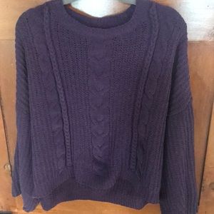 Universal Thread Deep Purple Cable Knit Sweater